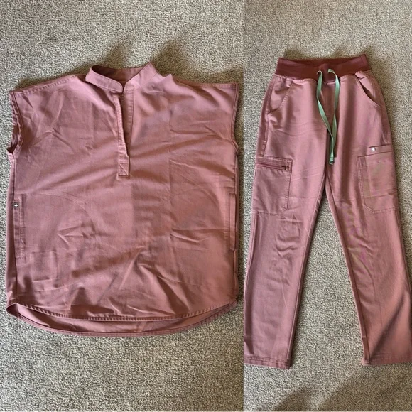 FIGS XXS/XXS-P Mineral Mauve Rafaela and High-Waisted Yola Set - Picture 4 of 5